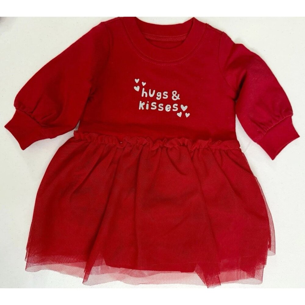 NWT Carters Baby Girls Red Hugs Kisses Tutu Dress 6 Months Snaps
